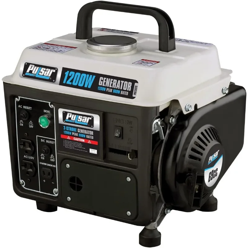 Generator portabel bertenaga Gas 1,200W, PG1202SA, 1200W, hitam/putih