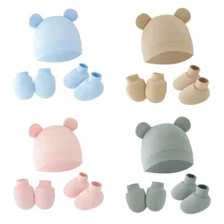 Cute Baby Hat Newborn Bonnet Gloves Socks Set Beanie Hats Ear Shape New Born Gift Photography Props Infant Fashion Accessories