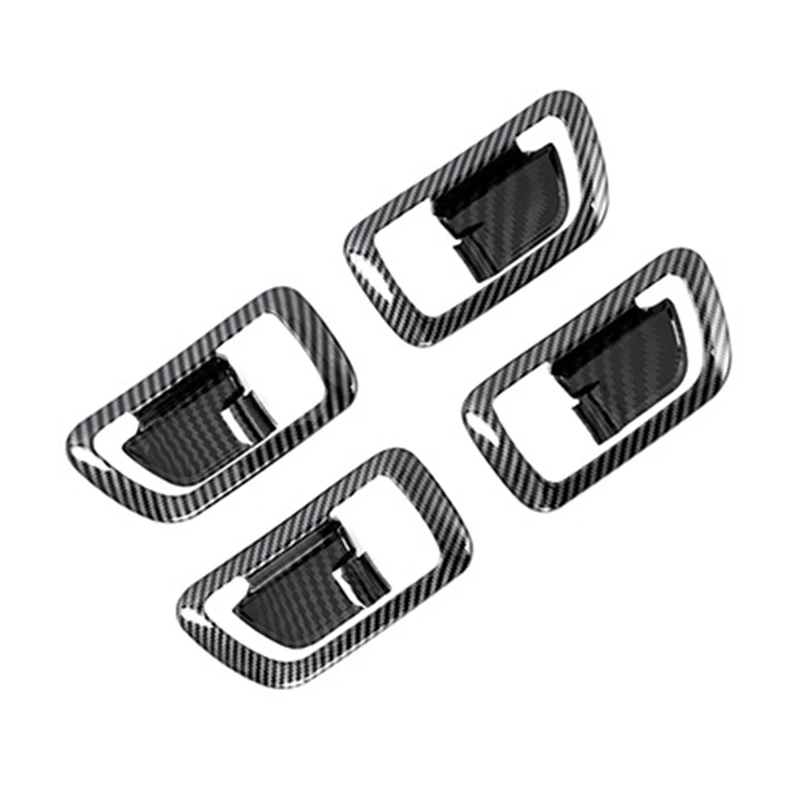 4Pcs Inner Door Handle Bowl Panel Cover Trim Carbon Fiber Accessories For Pajero 2007-2019