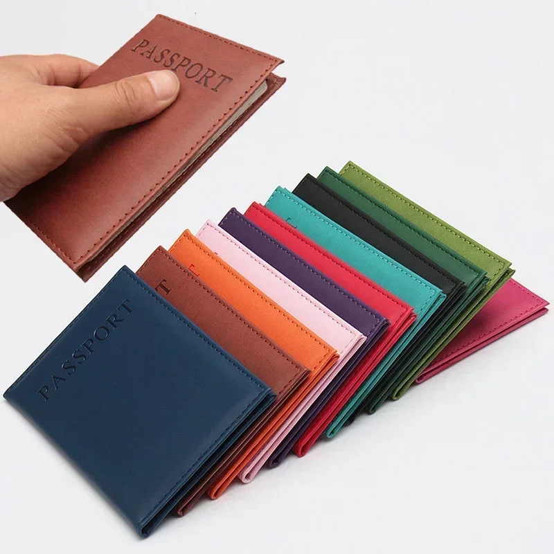 Leather Passport Holder ID Cover Travel Accessories for Women Men Portable Bank Card Passport Business PU Leather Wallet Case