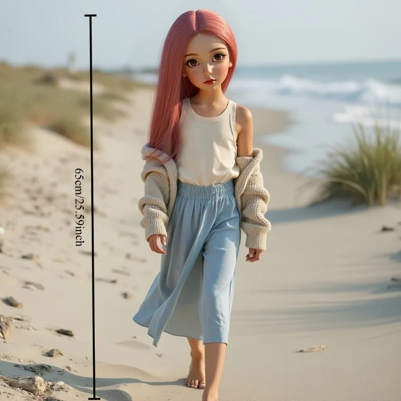 Modello di bambola anime da 65 cm/articolazioni mobili/corpo in TPU e testa in PVC/scultura testa staccabile/bambola in costume/regalo squisito