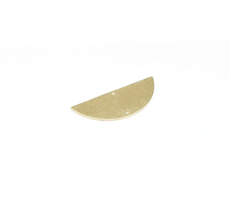 10pcs Half Round Connector, Semi Circle Charms, Jewelry Making, Half Moon Charm, Raw Brass Findings, 39.3x15.5mm -R2787