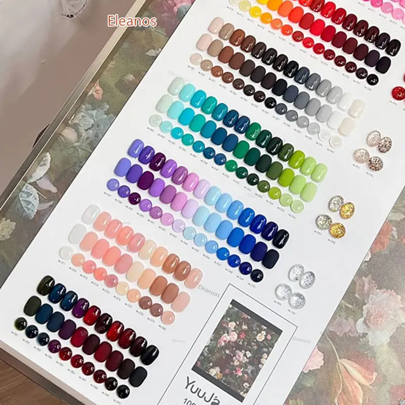 Eleanos Sommer 100 Farben Solid Gel Nagellack Set Soak Off Gel mit Farbkarte 15 ml Hochwertige Maniküre DIY Lacke Kit