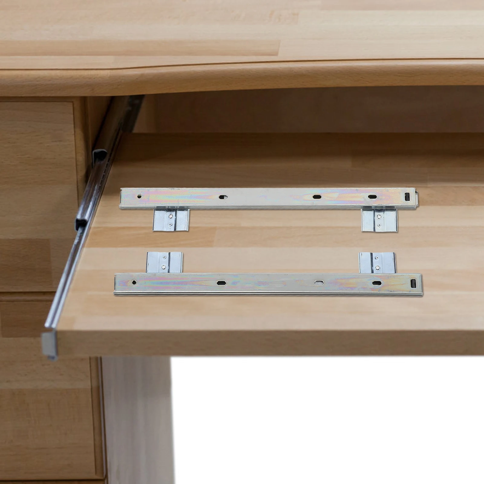 

1 Set Heavy Duty Steel Keyboard Slides Full Extension Compact Space-Saving Office Home Use Computer Desk Drawer Track Rail Slide