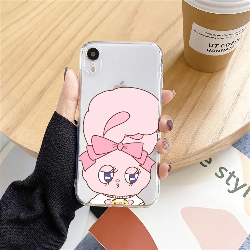 Etui na telefon Cute Pink Rabbit esther bunny do Iphone 15 11 13 14 Pro Max 7 8 Plus X Xr Xs Max Se2020 12 mini Transparent Cover