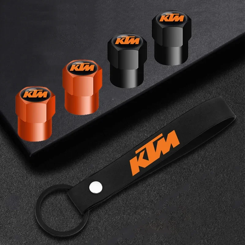 أغطية صمامات إطارات الدراجات النارية مع سلسلة مفاتيح لـ KTM Duke ADV SW RC 125 200 390 690 790 990 Super Adventure