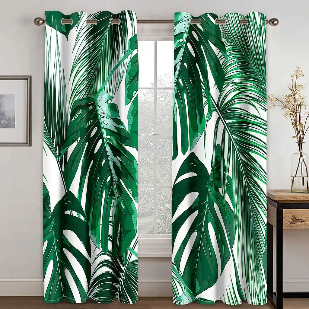 Imagem -06 - Personalizado Luxo Verde Deixa Cortinas Janela Cortinas Folhas Tropicais Padrão Elegante Luxo Quarto Sala de Estar