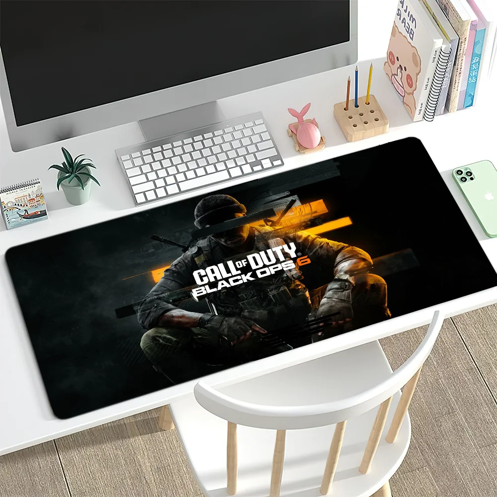 COD Call Of Duty Black Ops 6 Ghost للكمبيوتر الشخصي، لوحة ماوس كبيرة للألعاب، حواف مخيطة، قاعدة مطاطية مضادة للانزلاق ممتدة