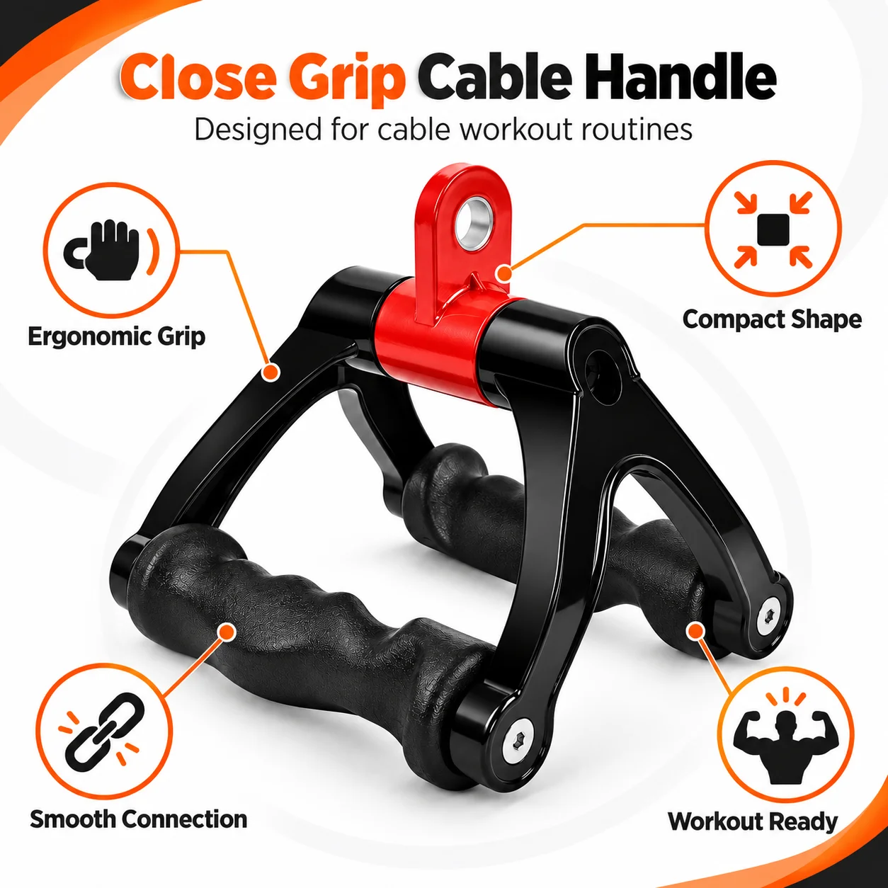 V Handle Cable Machine Attachment Close Grip Seated Row Lat Pulldown Back Training Double Grip Handle Home Gym Workout Accessory