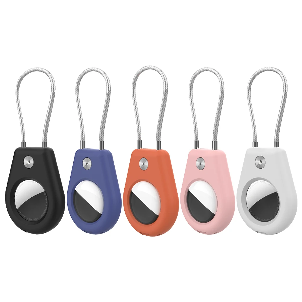 ل أبل AirTag حامل سلسلة المفاتيح ث/سلك كابل وحواف مرتفعة قفل حافظة مقاومة للخدش لمفاتيح الحيوانات الأليفة حقائب الظهر للأمتعة