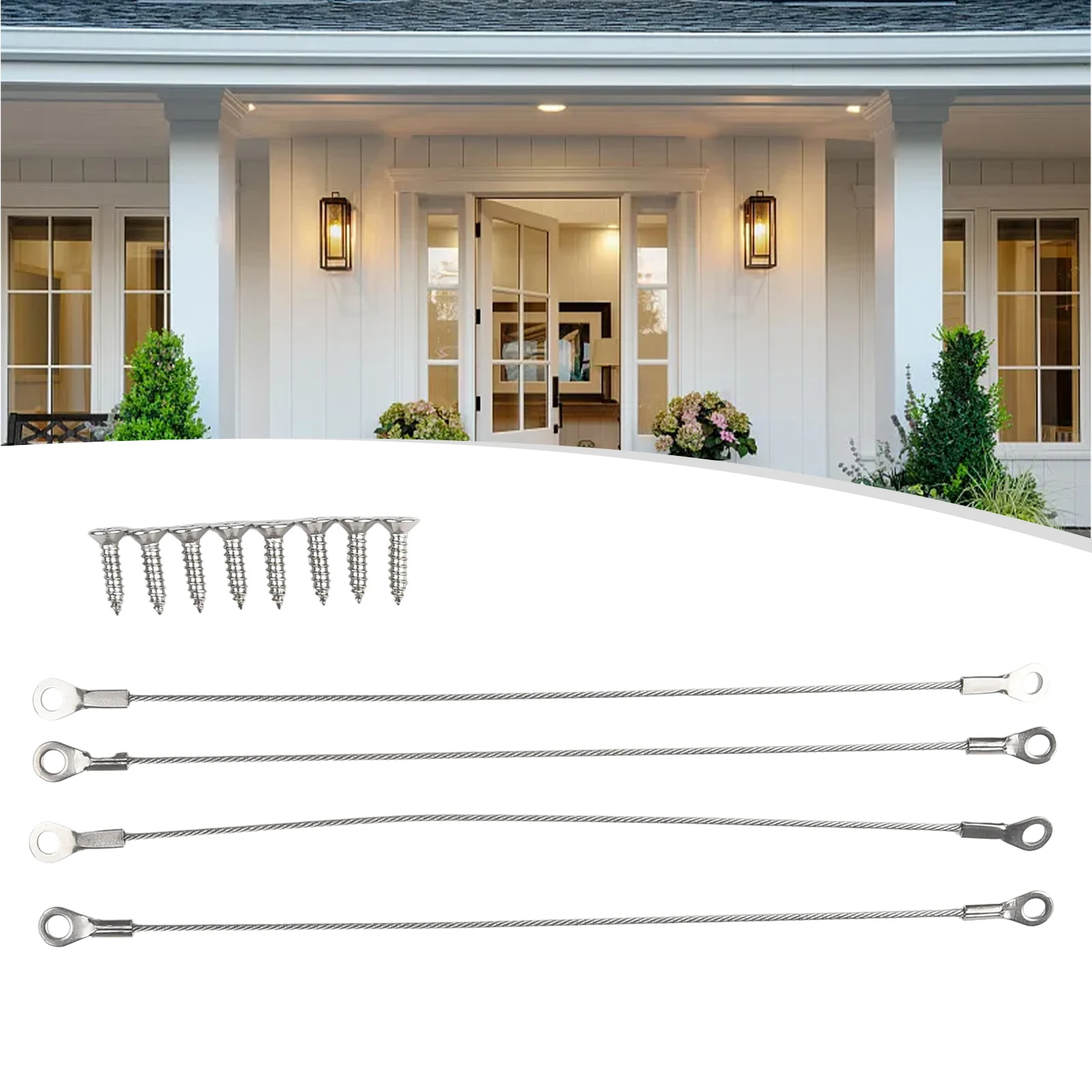 4pcs Stainless Steel Door Cabinet Restraint Braided Cable Hinge Limiter Rope Pins Swing Opening Angle Flexible Braided Limiter