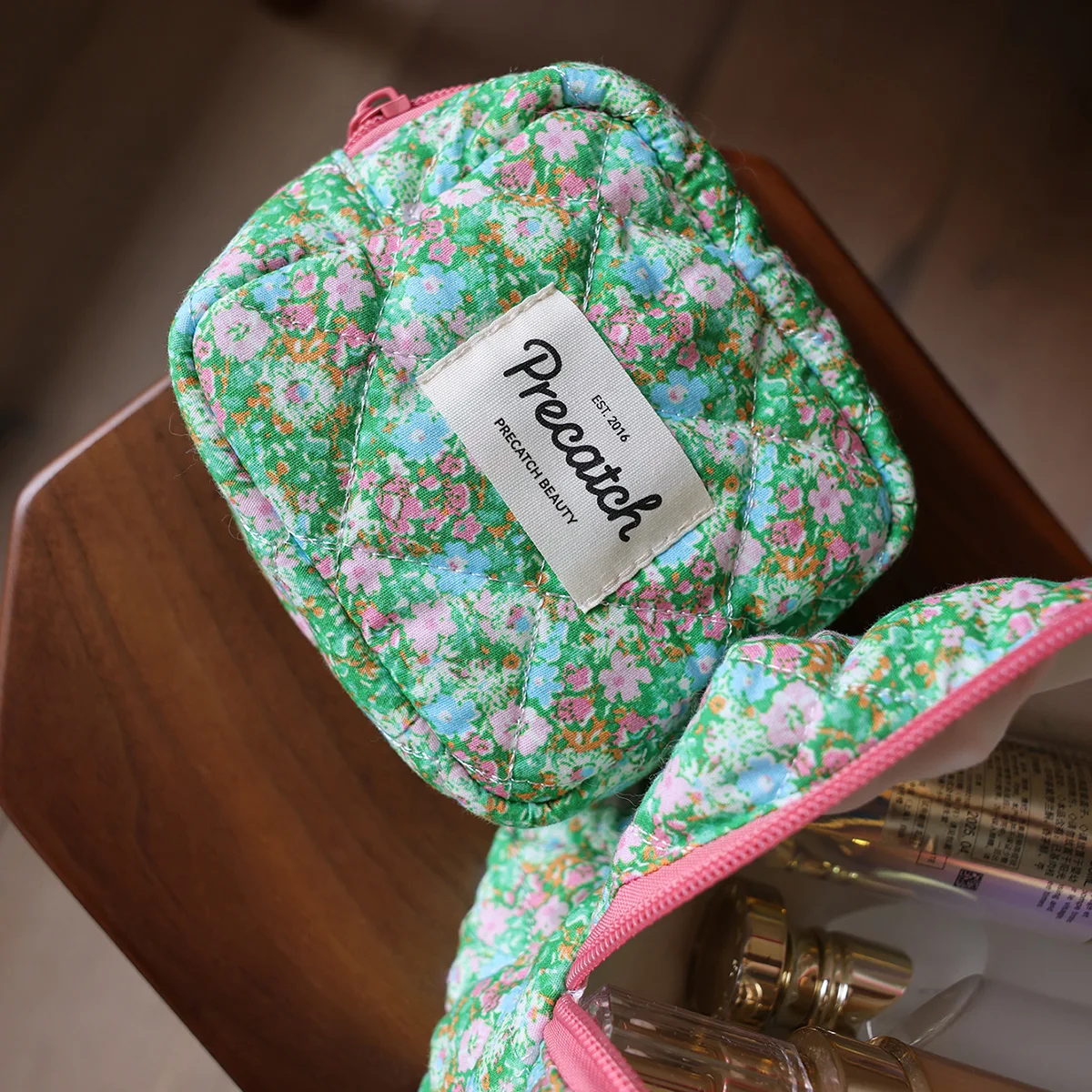 Petit sac de rangement portable de style frais pour jeunes filles, trousse de maquillage florale, étui à serviettes hygiéniques pour étudiants, stockage de plantes et de fleurs