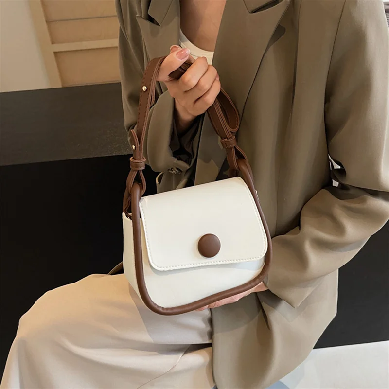 Fashion Women Summer Leisure Shoulder Bag PU Leather Commute Square Handbag Niche Simple High-Grade Sense Crossbody Purse