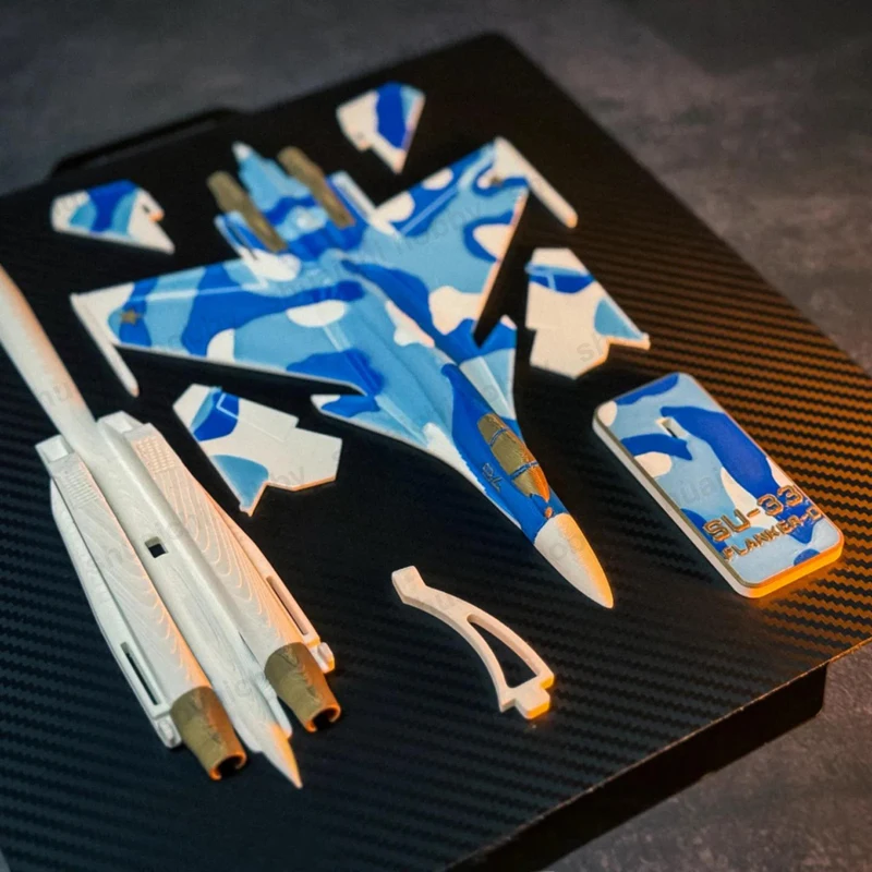 1 Juego de modelo de avión de combate ruso Sukhoi Su-33, pieza de simulación de avión Flanker-D, longitud de 206mm, Kit ensamblado de avión DIY