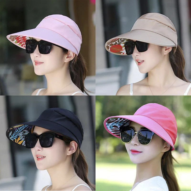 Fashion Women\'s Anti-UV Wide Brim Cap Summer Beach Sun Outdoor Hiking Folding Hat