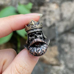 DIY Brass Beads King Skeleton Skull Crown Man Knife Paracord Lanyard Pendants EDC Keychain Knot Accessory Outdoors Tool Decorate