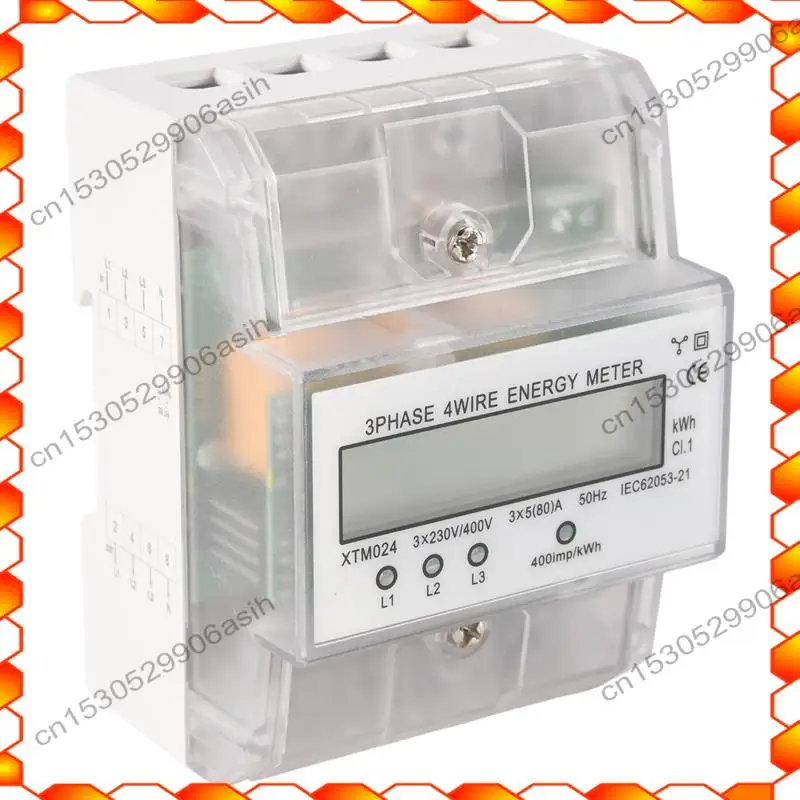 -AT52 3 Phase 4 Wire Energy Meter 220/380V 5-80A Energy Consumption Kwh Meter DIN Rail Installation Digital Power Meter