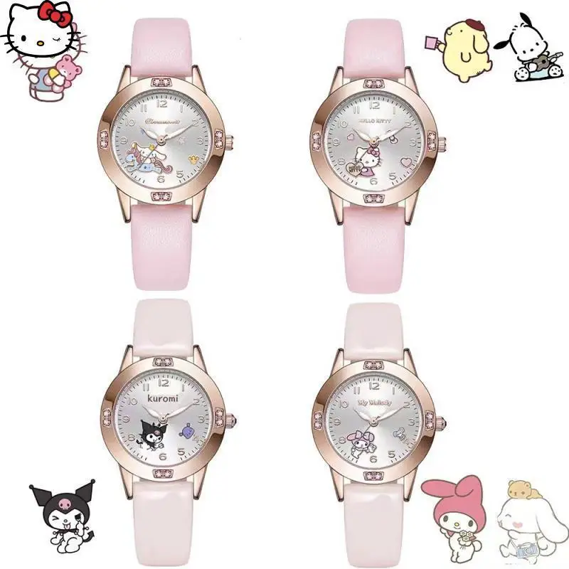 

Часы SanrioS My Melody Kuromi с героями мультфильмов «Hello Kitty's Cinnamoroll», часы для девочек, студентов, милые кварцевые часы, модный подарок