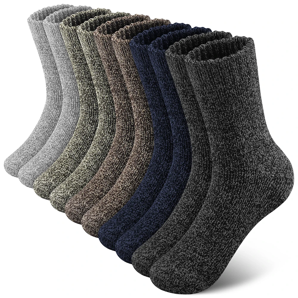 Chaussettes mérinos en laine épaisse pour hommes et femmes, serviette, garder au chaud, éponge, cadeau de Noël, nouvel an, russe, hiver, 5 paires