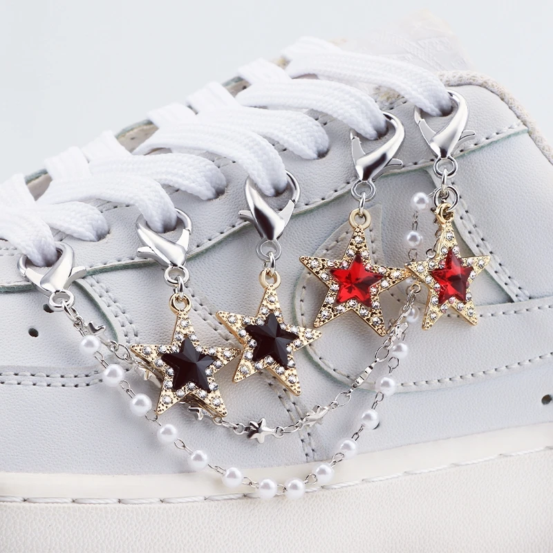 

Luxurious Diamond DIY Heart Star Pearl Shoe Chain Punk Original Detachable Studded Pentagram Shoe Accessories Jewelry Penda 1PCS