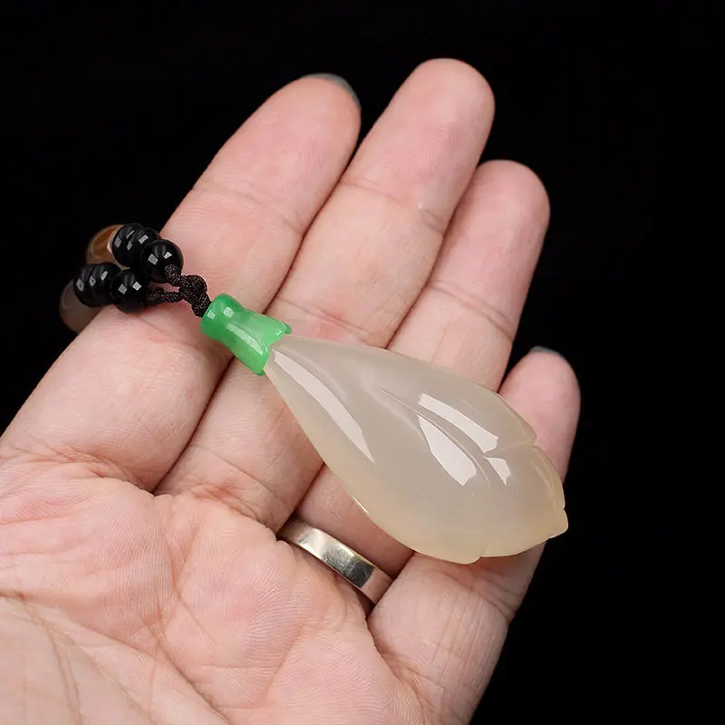 Jade Magnolia Flower Necklace Pendant White Natural Charm Jewellery Fashion Accessories Hand Carved Luck Amulet Gifts