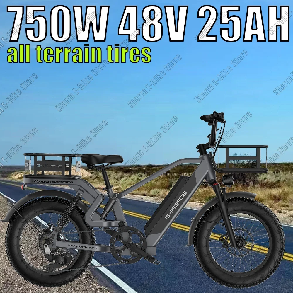 Load-carrying Electric Bicycle 750W Motor 48V25AH Lithium Battery Urban Commuter Electric bike Mountain Snow Road Urban Ebicycle