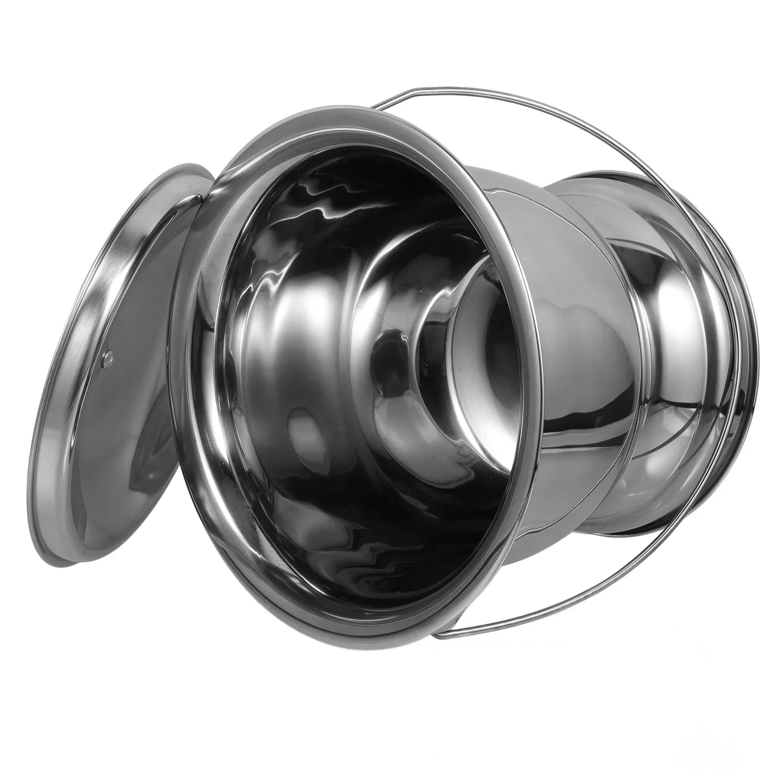 

Stainless Steel Lidded Urinal Heavy Duty Spittoon for Adults Elderly Portable Night Use Commode Bucket