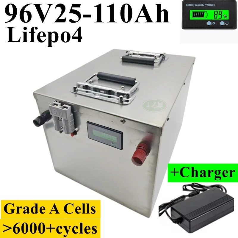 

96V 25Ah 40Ah 50Ah 60Ah 70Ah 80Ah 100Ah 110Ah Lifepo4 Battery with BMS 32S for Electric Cars Four Wheels Motorcycles Robot