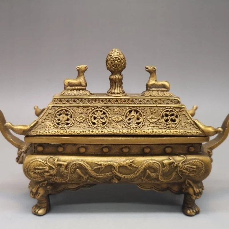 

Brass Double Sheep Competing Incense Burner Ornament Brass Hidden Incense Burner Treasure Copper Incense Burner Home Decoration