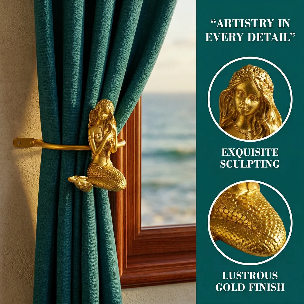 

2Pcs/Nordic style tree leaf shaped curtain hook, no tie, large U-shaped wall hook, living room villa curtain fabric wall hook