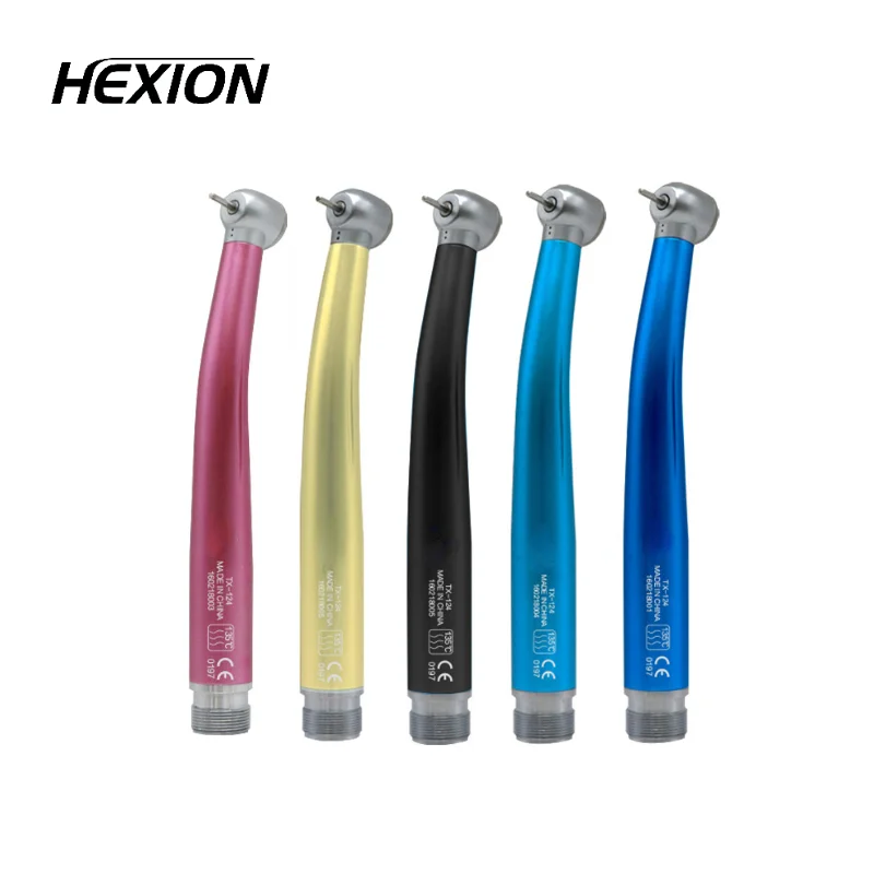 Dental High Speed Handpiece Air Turbine 4/2 Holes Colorful Standard Head Push Button Silver Rings Dental Supplies Stainless