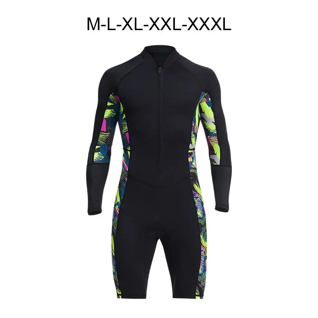 Men 1.5mm Wetsuit Shorty Long Sleeve Jumpsuit Swimwear for Water Sports