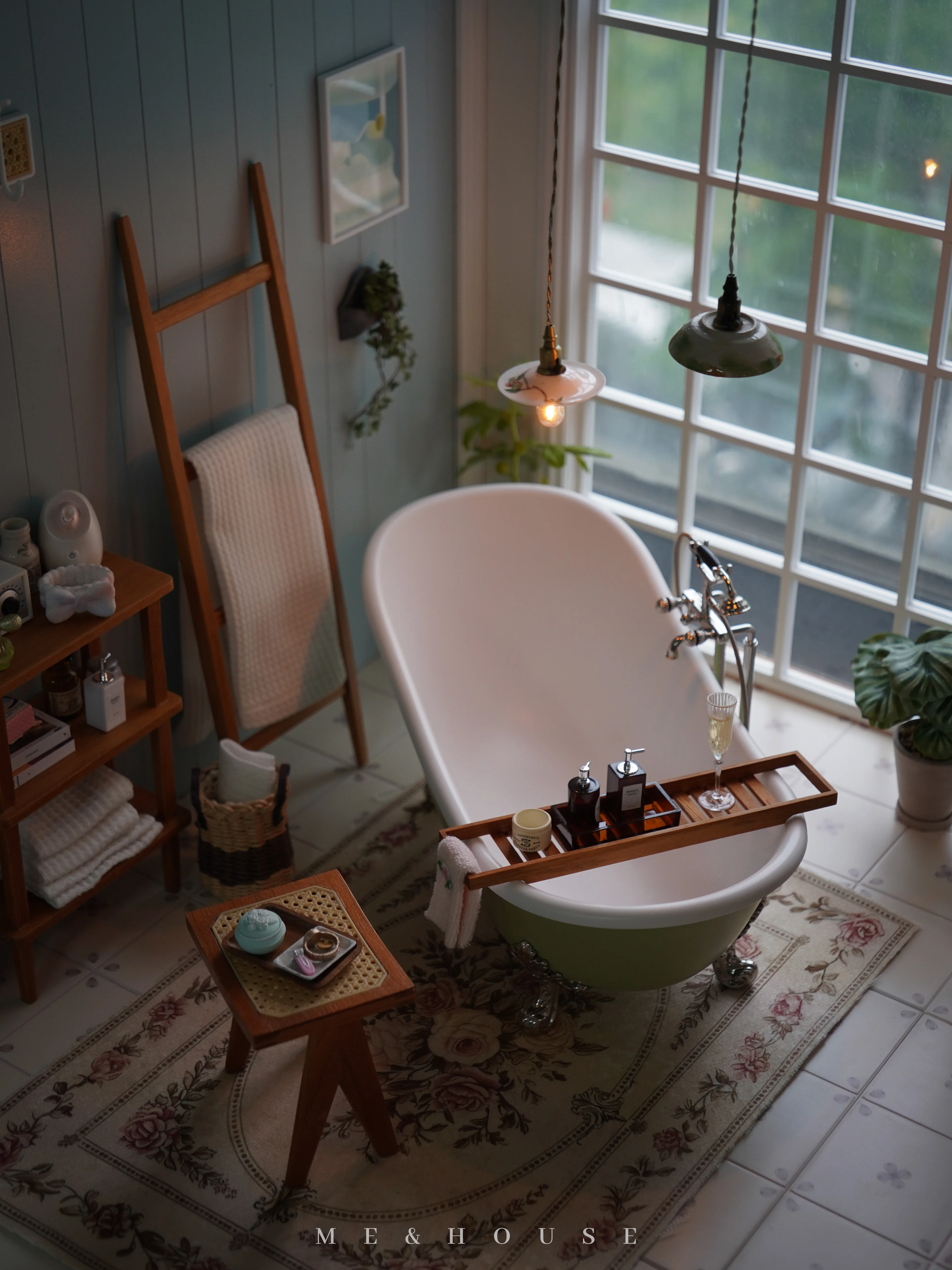 1/6 bjd ob11 أثاث بيت الدمية المصغر نموذج صغير رف مناشف الحائط/رف الزهور