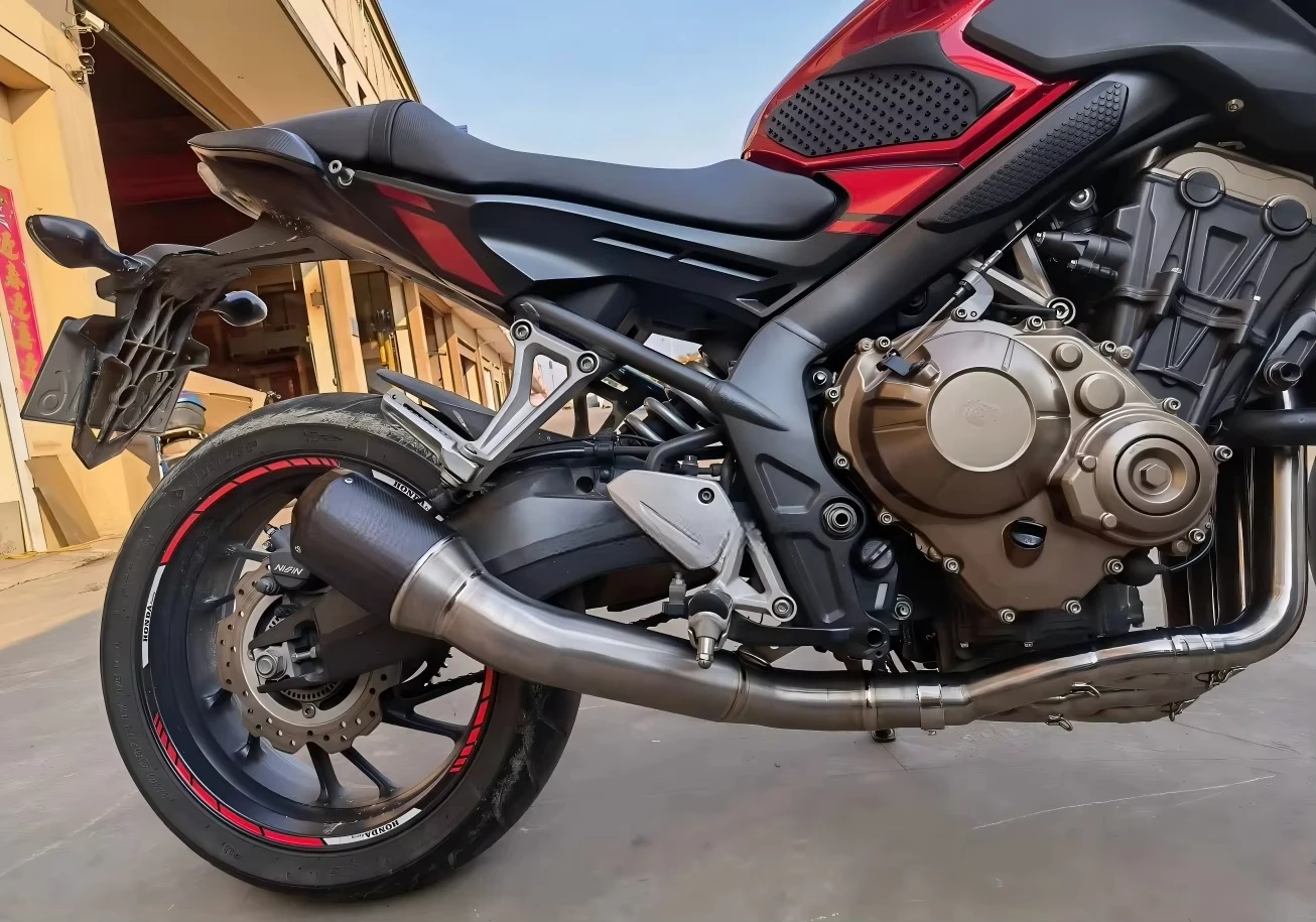 

CBR650R/CBR650F/CBR650AR Pipe-Modified AK Design Black/Silver Titanium Alloy Stainless Steel Motorcycle Exhaust！