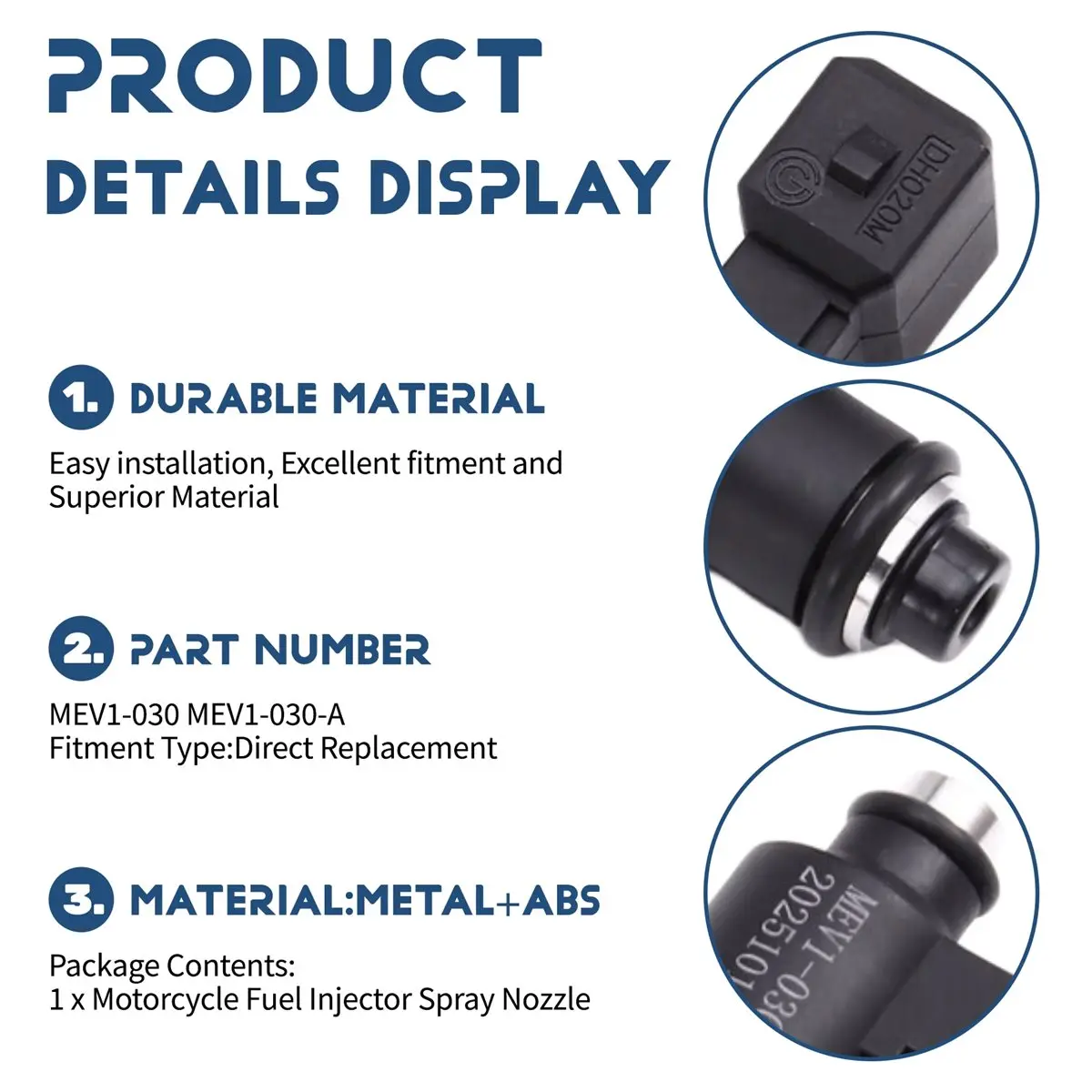 A23Z MEV1-030 MEV1-030-A One Hole 50CC Motorcycle Injector Nozzle Motorbike Accessory