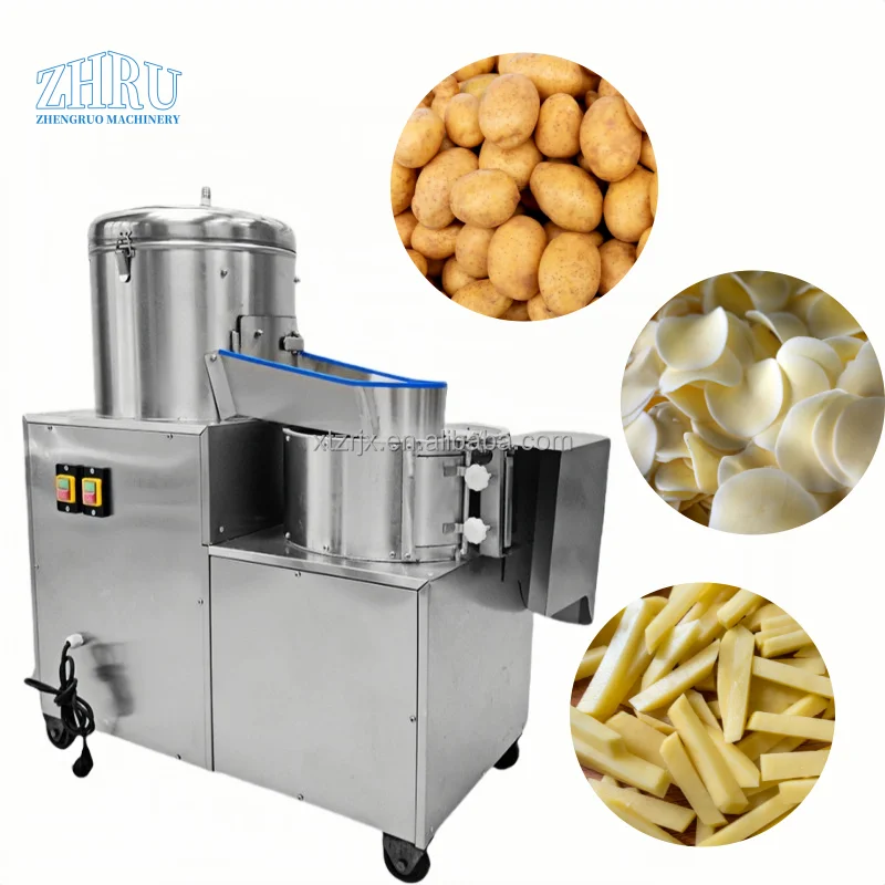 

Potato Wash Cut Slice Peeler Cutter Industry Machine Electric Potato Peel Slicer and Cutter Chip