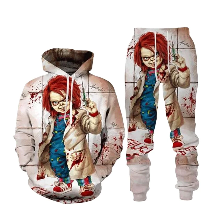 New Men/Womens Terror Blood Child of Chucky Play Funny 3D Print Fashion Tracksuits Crewneck Hoodie Joggers Pants + Hoodies