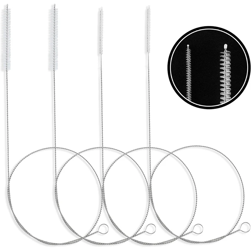 100cm 4Pcs Tube Brushes, Long Pipe Cleaner Straw Cleaning Brushes with Soft Nylon Bristles Head for Straw, Tower Line,