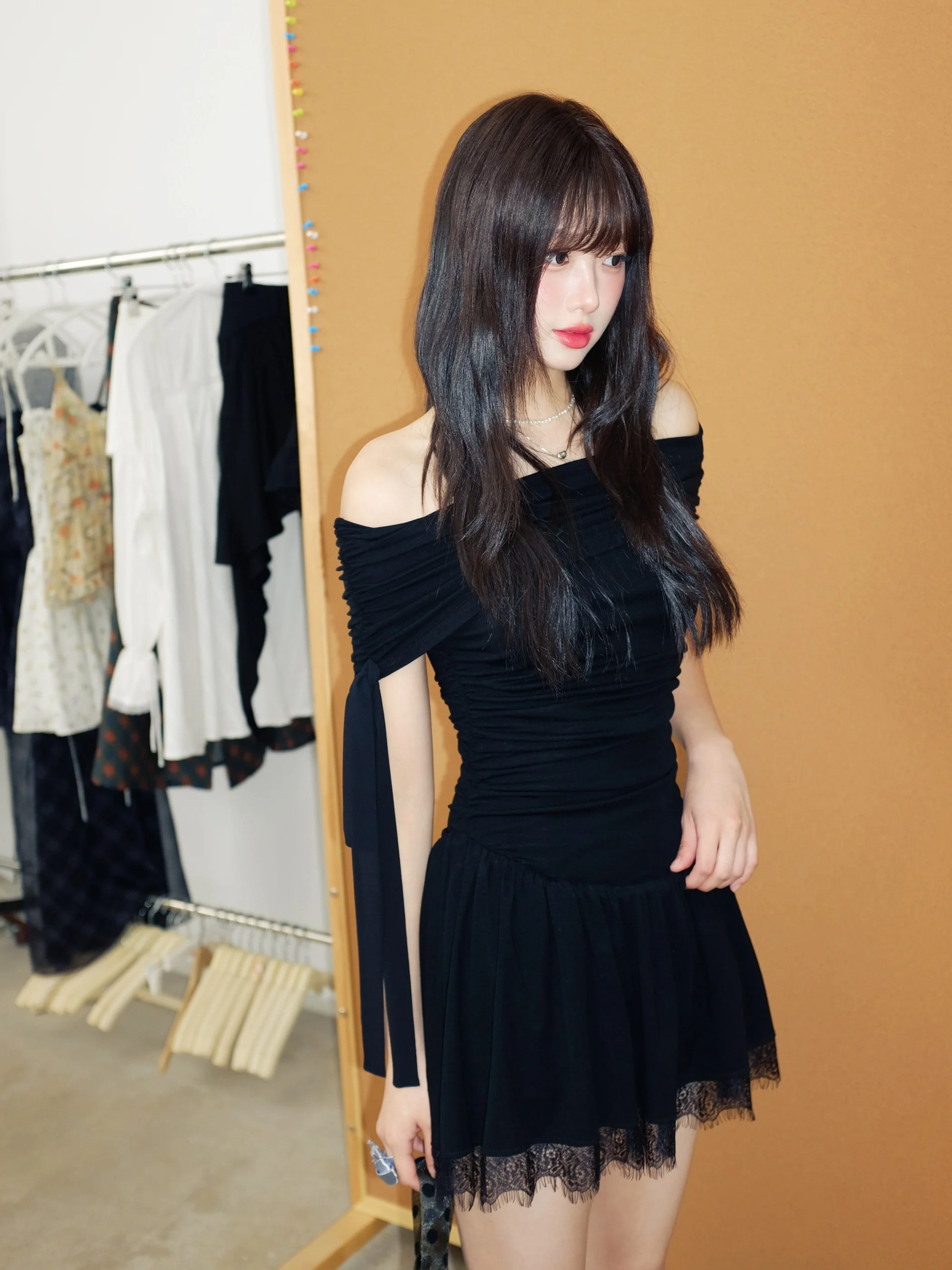 

MuuRos Spicy Girl High Waist ort Ballet Sle One oulder Dr Women's Summer Skirt A-Line Silhouette Svel Daily Wear