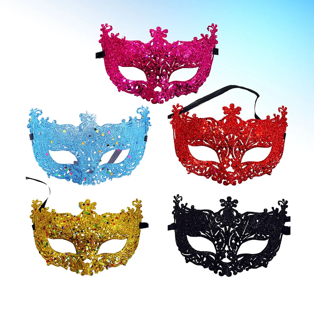 

5pcs Glitter Masquerade Masks Fox Shaped Cosplay Costume Party Dance Carnival Mask Half Face For Adults Fit Most Head Sizes Easy