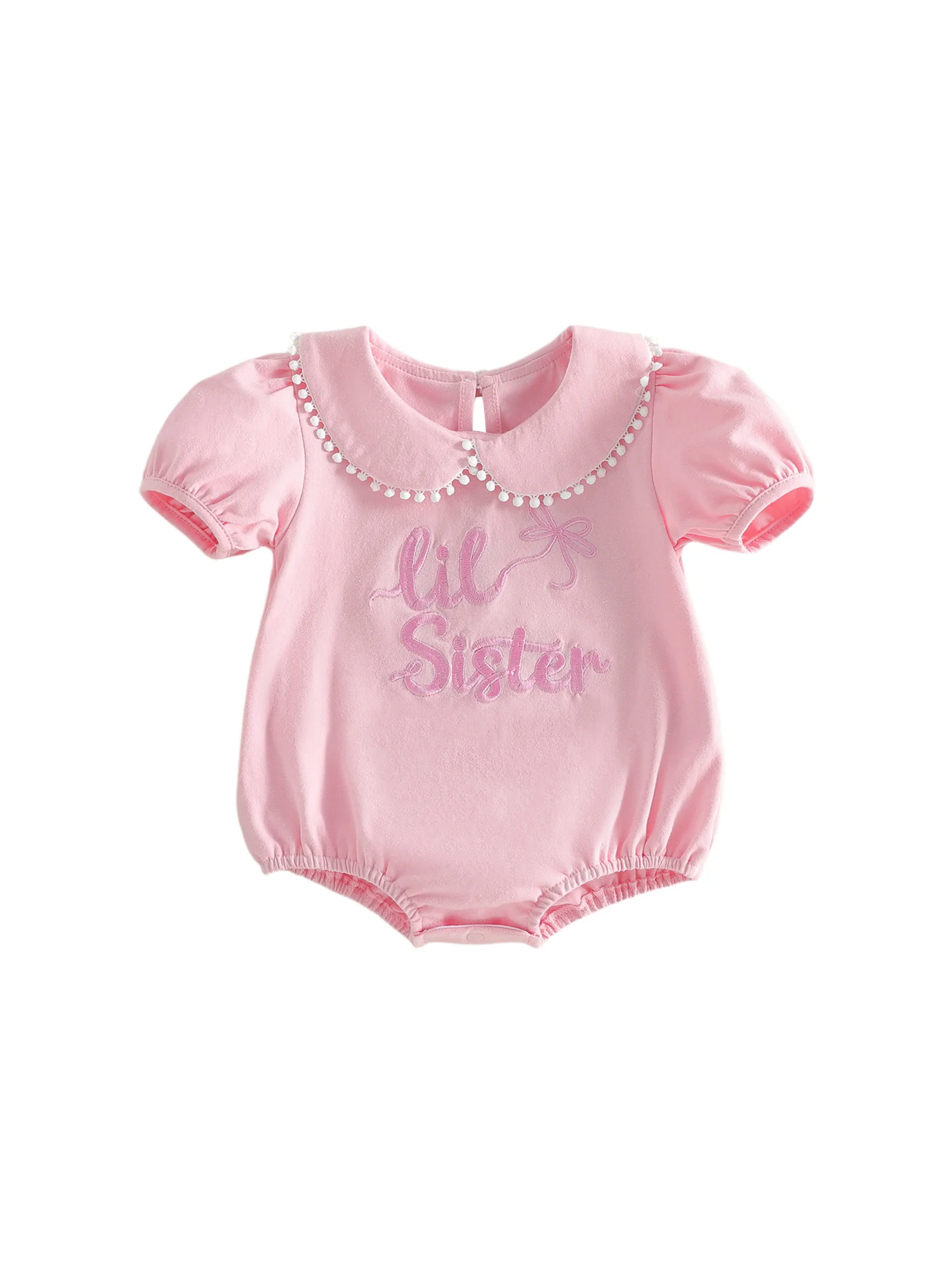 

Стильный комбинезон для девочек с короткими рукавами и вышитым цветочным узором, идеально подходит для летних прогулок и игр.