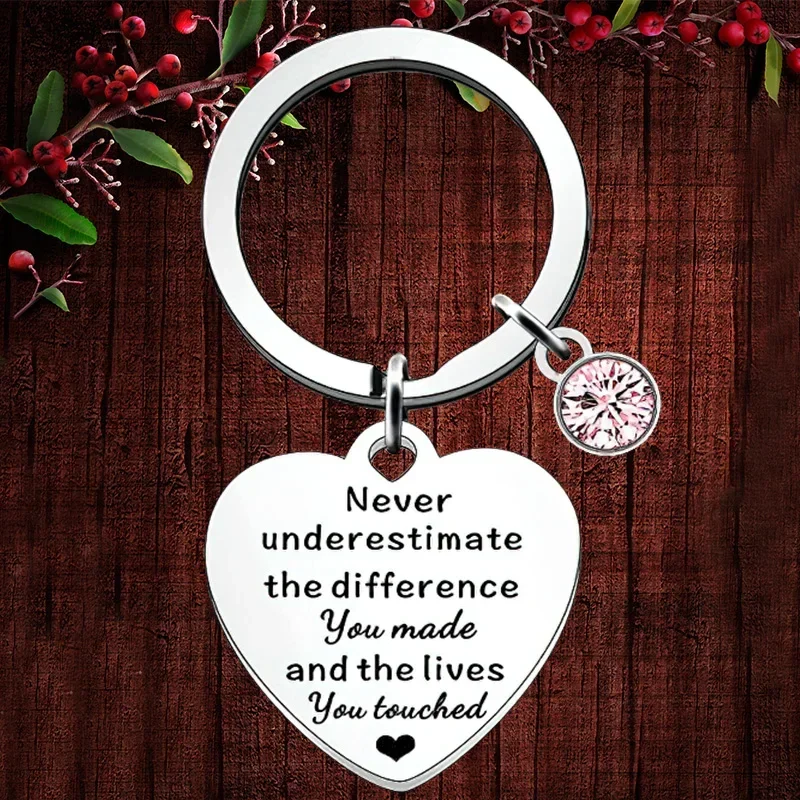 Charm Thank You Colleagues Coworker Teacher Keychain Pendant Never Underestimate The Difference You Made Key Chain Keyring