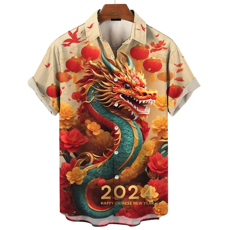 3d Printed Chinese Oriental Dragon Hawaiian Shirt Fashion Summer Cool Casual Street Tops Loose Short Sleeved Oversized Shirts