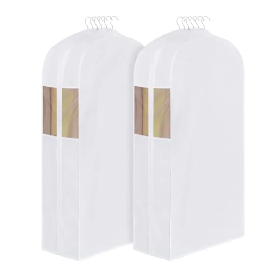

Premium Cotton Garment Bags for Hanging Clothes and Storage Washable Suit Cover Bag with Extra Large 10" Gusset and Clear Windo