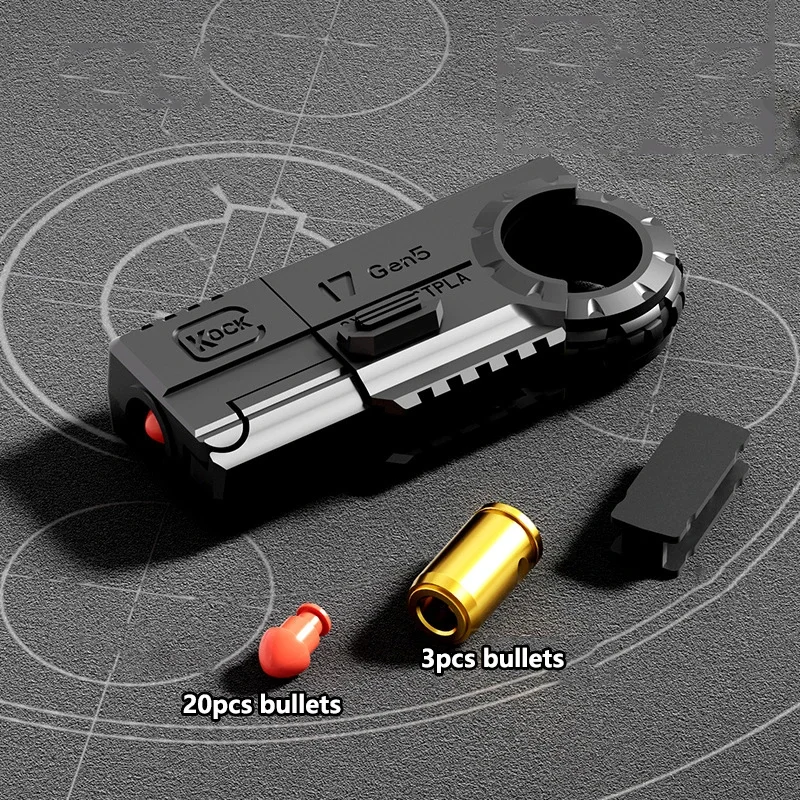 Funny Mini EDC Throwing Shell Double Head Gun Glock Mini Alloy Pistol Soft Bullet Pistol Finger Gyroscope Creative Toy