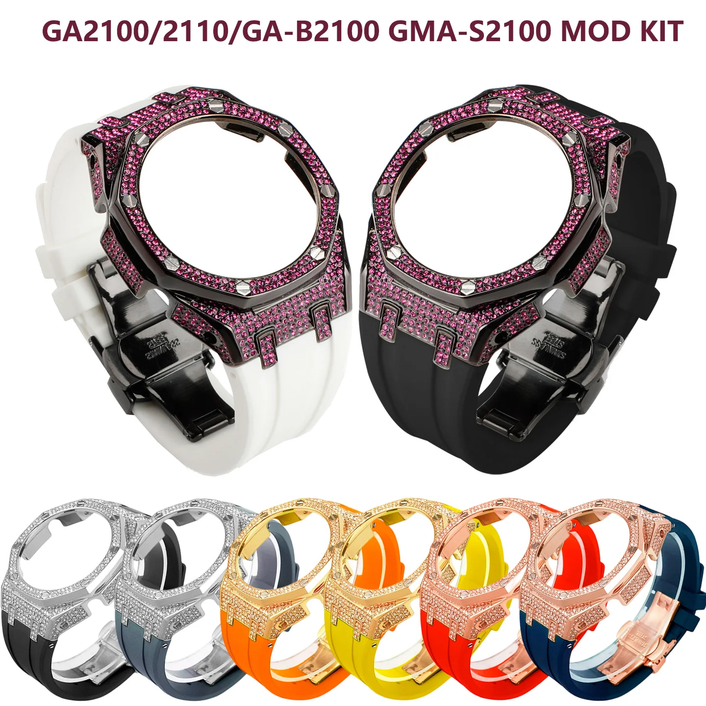 

GA2100 Case&Trap Mod Kit For Casioak GA-2100 GMA-S2100 Womens Metal Bezel Band GA-B2100 Diamond Steel Case GMA-S2100 Accessories