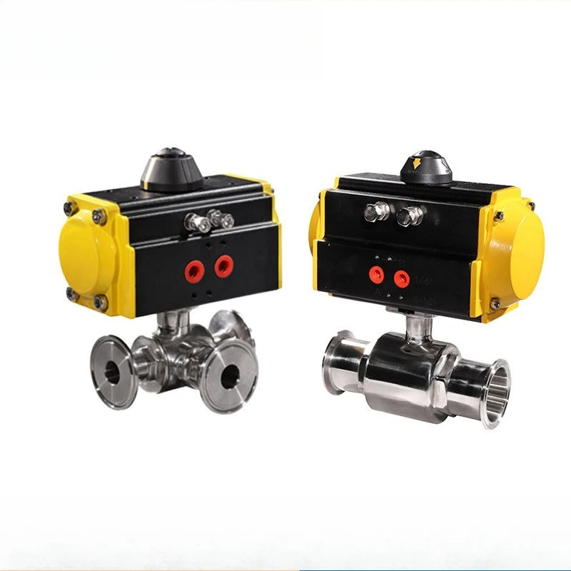 

Non-detention sanitary ball valve chuck pneumatic 316 stainless steel clamp quick-loading two-way three-way sanitary ball valve