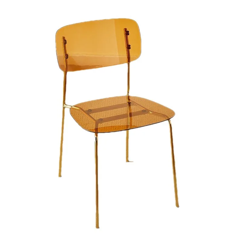 Plastic Design Computer Dining Chair Kitchen Dressing Backrest Transparent Living Chair Salon Metal Chaise Kitchen Furniture BZ