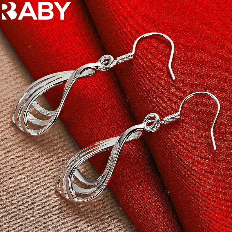 URBABY-925 Brincos de Prata Esterlina para Mulheres, Brinco Gota De Três Círculos, Festa De Casamento, Encantos Da Moda, Acessórios De Jóias