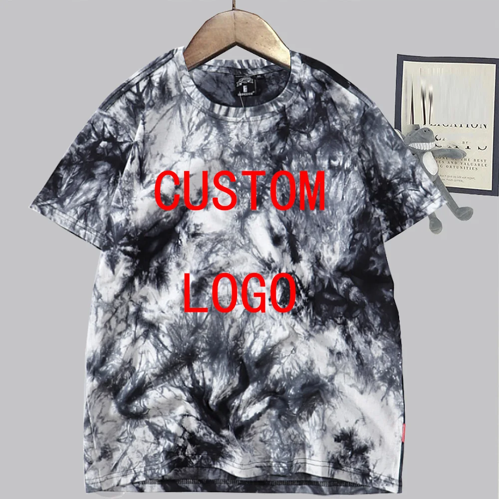 Men Women Custom Tie Dye Shirt O-Neck Short Sleeve Casual Summer Tops